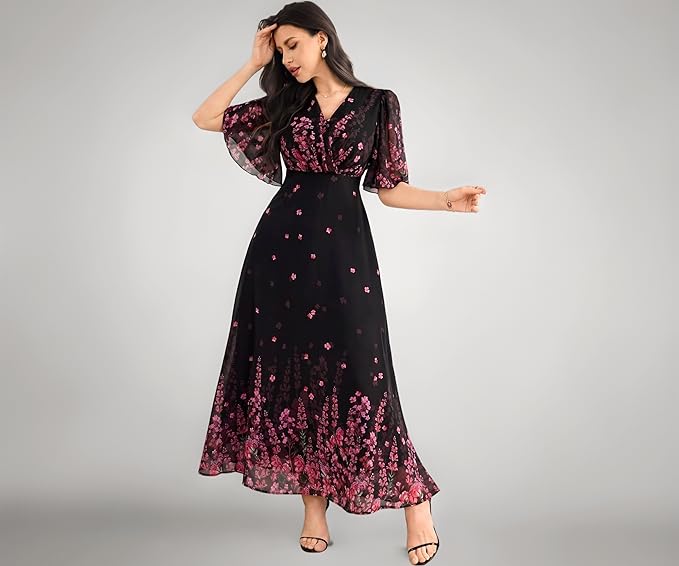 Women's Georgette Dresses Floral | Casual Summer Dress with Belt |