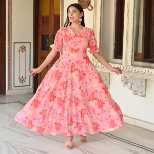 Women's Georgette Dresses Floral | Casual Summer Dress with Belt |