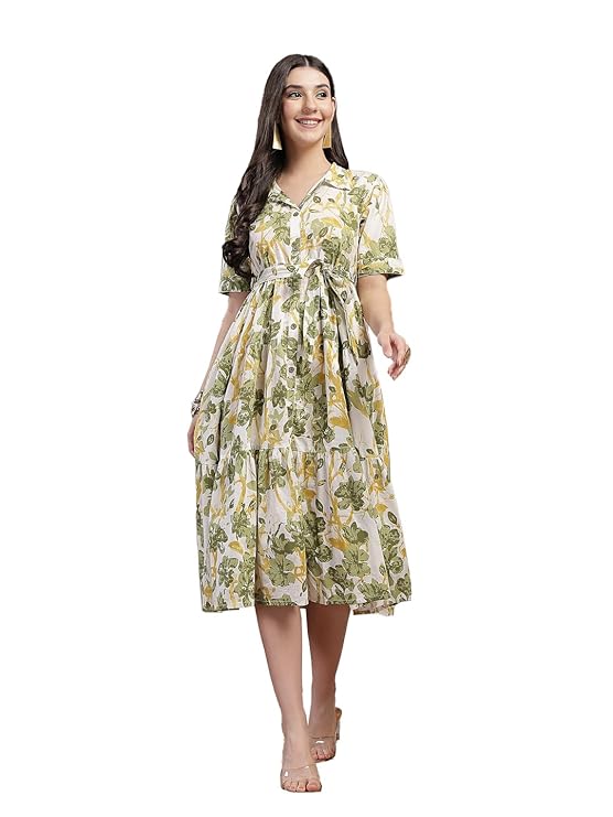 Stylum Cotton Maxi Dress for Women Floral Printed Flared Western Dress for Women - Image 5
