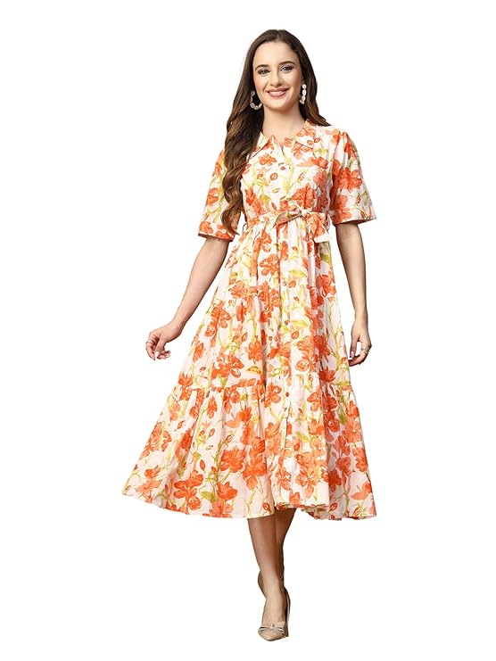Stylum Cotton Maxi Dress for Women Floral Printed Flared Western Dress for Women - Image 6
