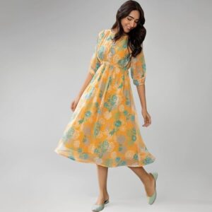 Janasya Women's Georgette Floral Printed Flared Dress